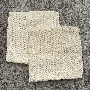 Pier 1 Ivory Textured Pillow Covers (2) 16”x16”